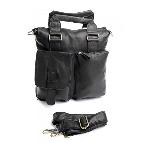

Мужская кожаная сумка почтальон BagMan 259 Black
