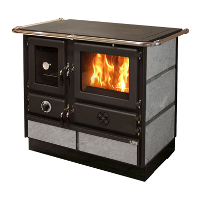 

Печь MBS Thermo Magnum black with stone 14 кВт левое подключения дымохода