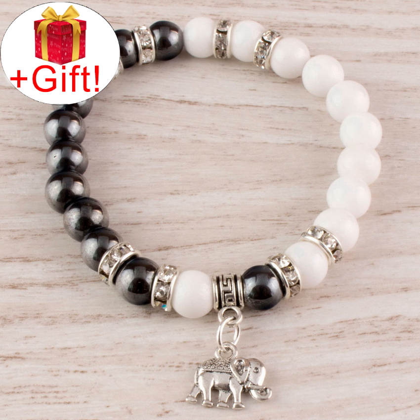 

Браслет агат натуральный и гематит натуральный (8 мм), размер 16 см, julB0455