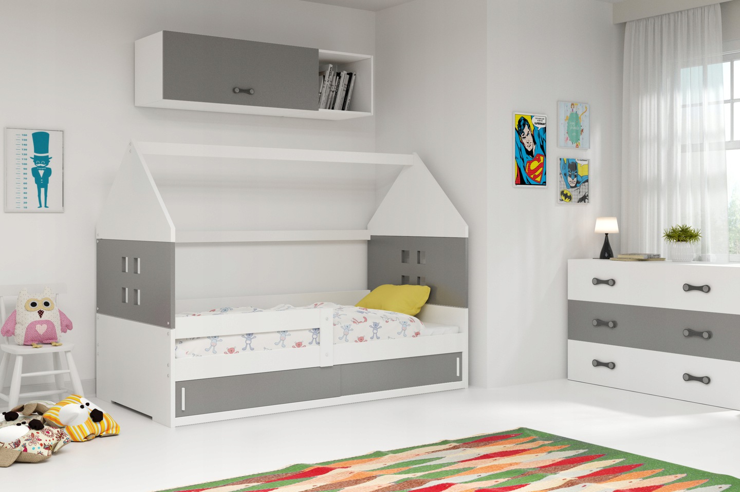 

Детская кровать чердак Домик KidsBunkBed белый голубой цвет 160х80 см. 124х86х164 см.