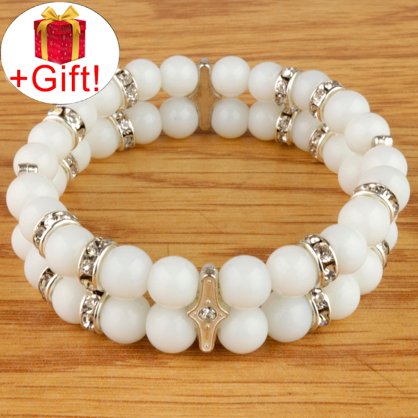 

Браслет агат белый натуральный (8 мм), размер 18 см, julB1161