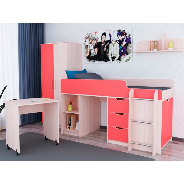 

Низкая кровать-чердак KidsBunkBed K-0032 дуб сонома белый 2056х832х1070 см