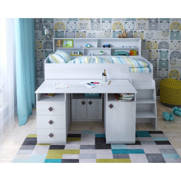 

Низкая кровать-чердак KidsBunkBed K-003 Тополь 1866х1272х1412 мм