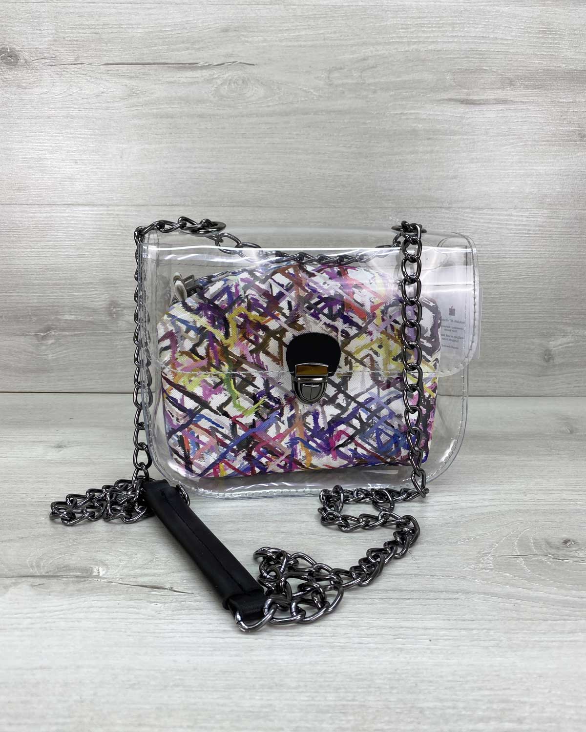 

Cумка «Селена» силиконовая с косметичкой белая абстракция