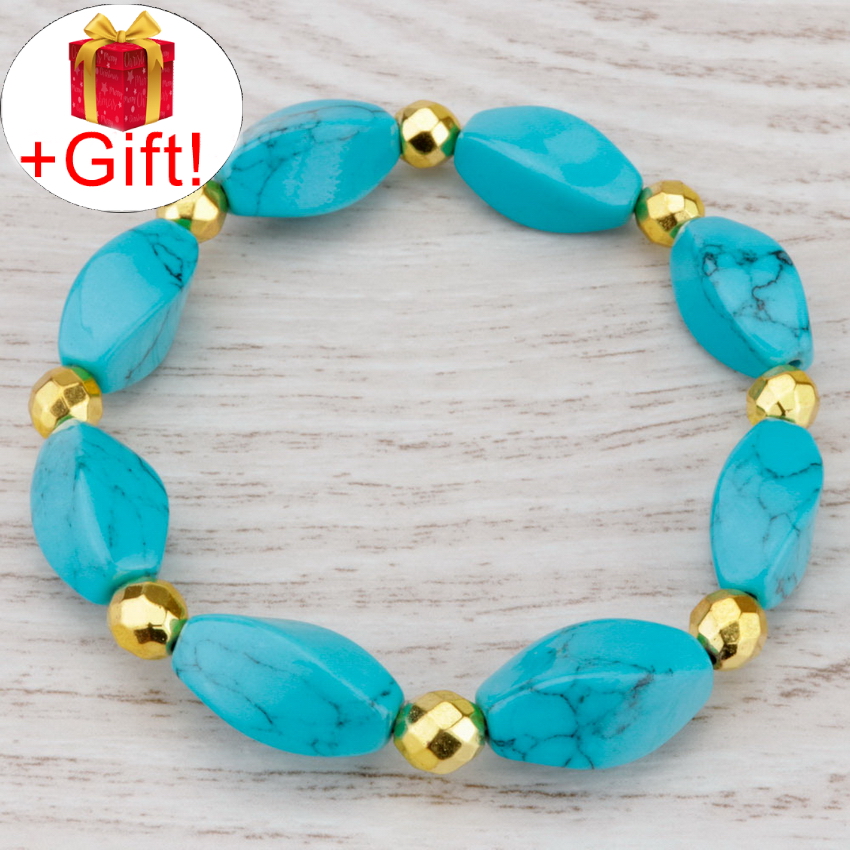 

Браслет бирюза голубая натуральная (12 мм), размер 15 см, julB0930