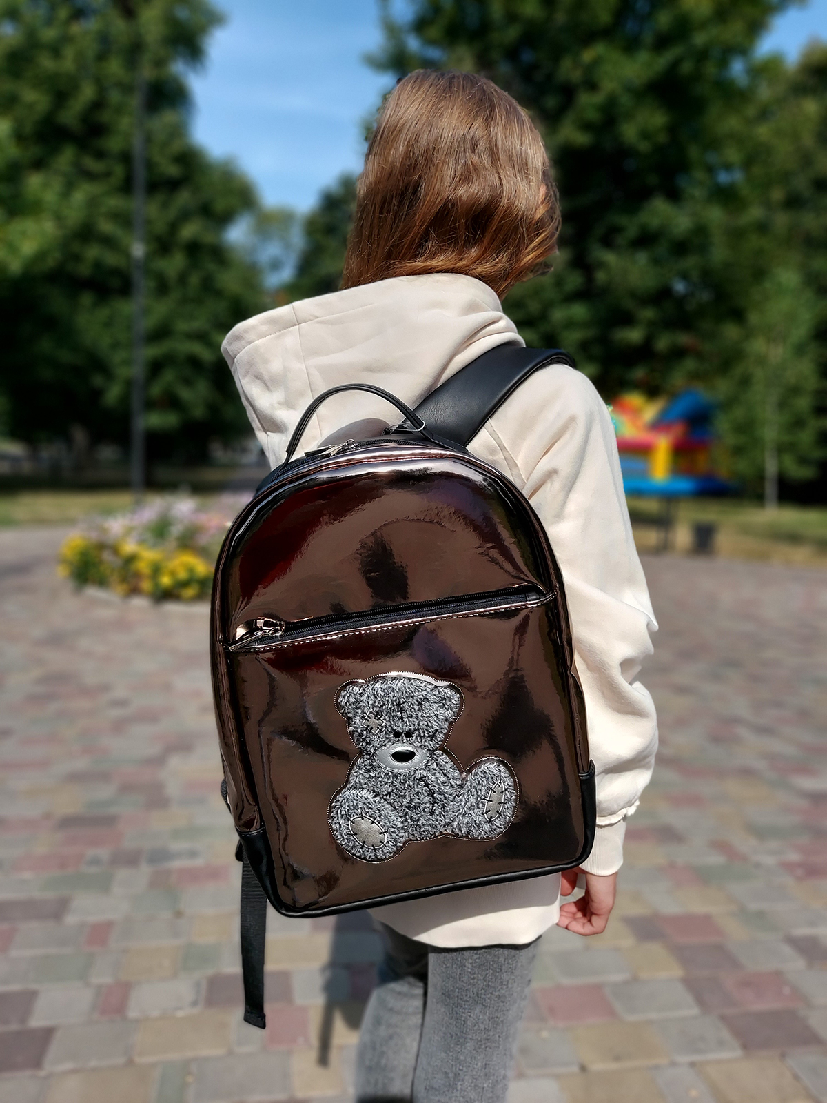 

Рюкзак школьный для девочки мишка Teddy 211503 цвет бронза - alba soboni (132336)