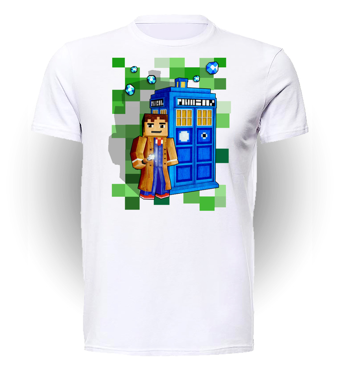 

Футболка детская 134 см Gee! Белая с рисунком Майнкрафт Мinecraft 8BIT 10TH DOCTOR WITH TIME TRAVELER BOX MC.01.048