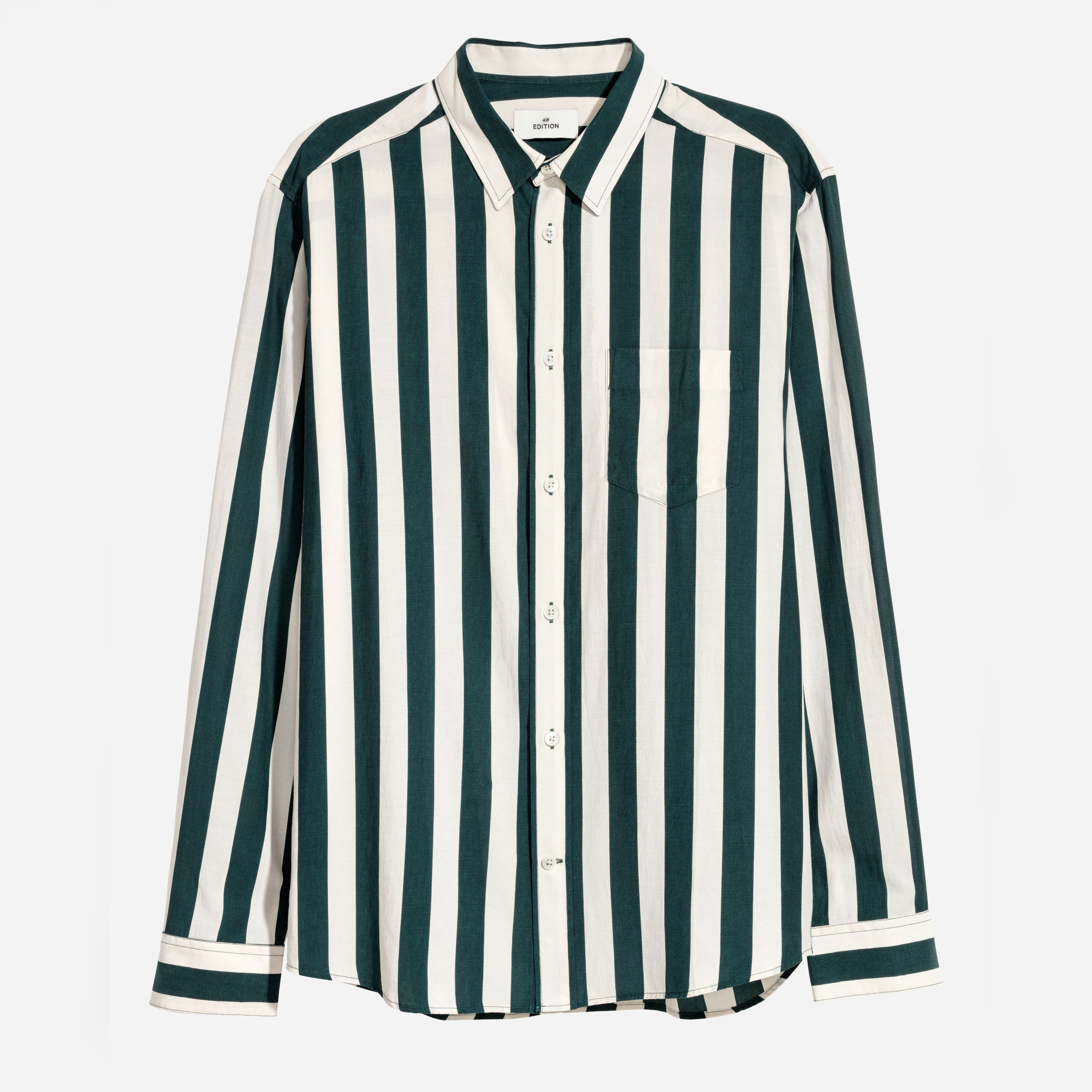

Рубашка H&M 6422307-ABPH XL Зеленая в серую полоску