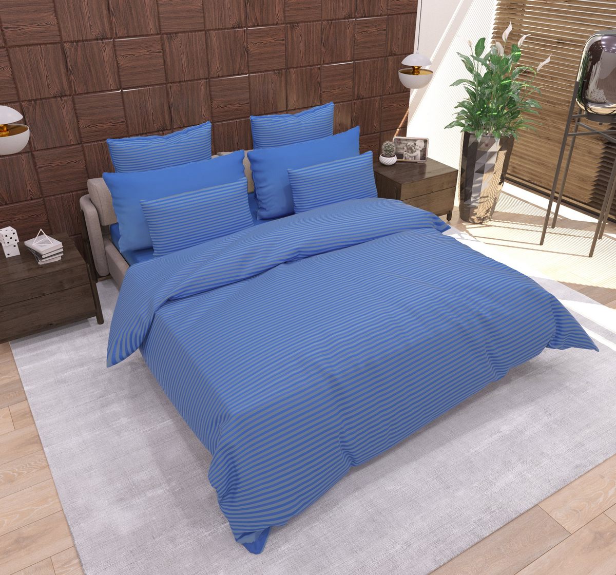 

Комплект постельного белья SoundSleep Stripe Navy Blue Сатин-страйп 160х220х2