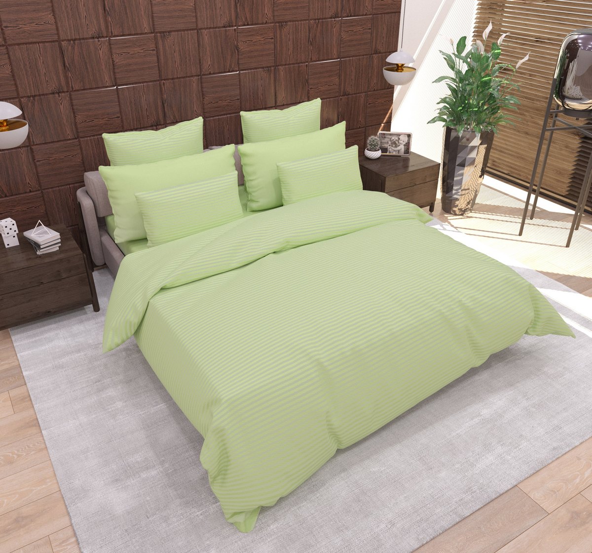

Комплект постельного белья SoundSleep Stripe Pistache Сатин-страйп 200х220