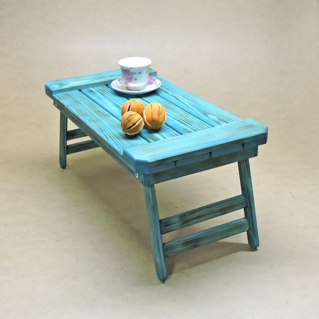 

Прикроватный столик-поднос из натурального дерева IZD Огайо 60х33х22 см Джинс СТП-000899