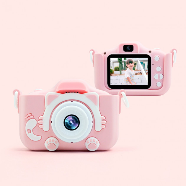 

Детский цифровой фотоаппарат 2 камеры Children's fun Camera 20MP Full HD 1920*1080р Котик(Розовый)камера для селфи.