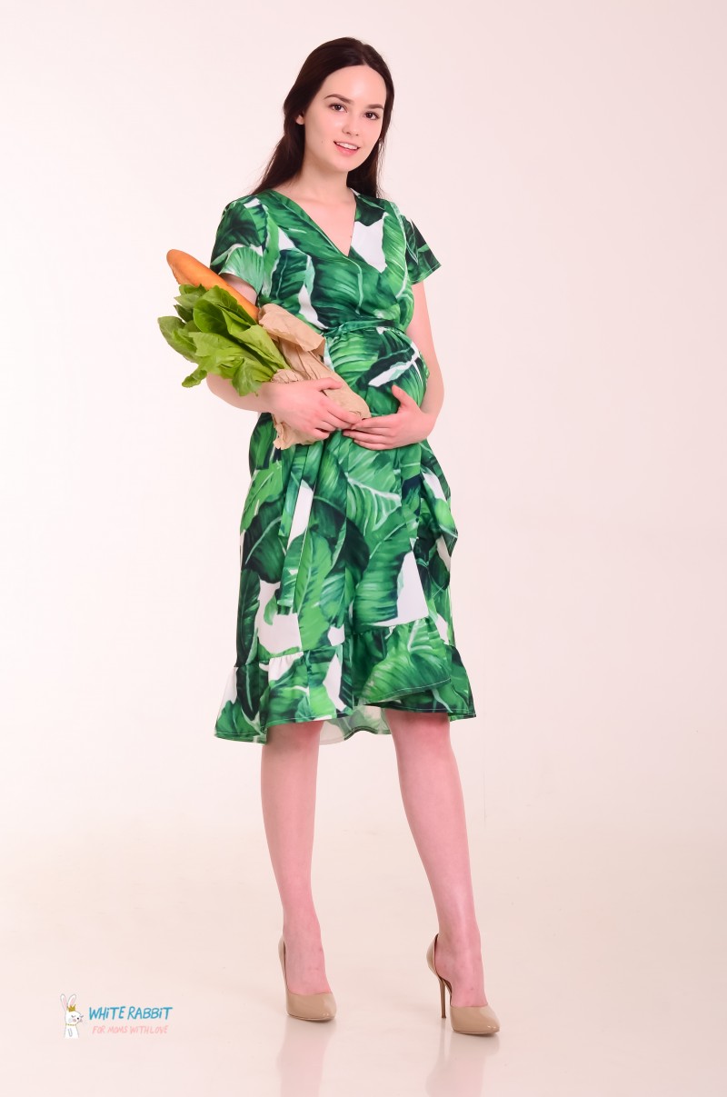 

Платье для беременных и кормящих мам KITANA (Банановые листья) 48