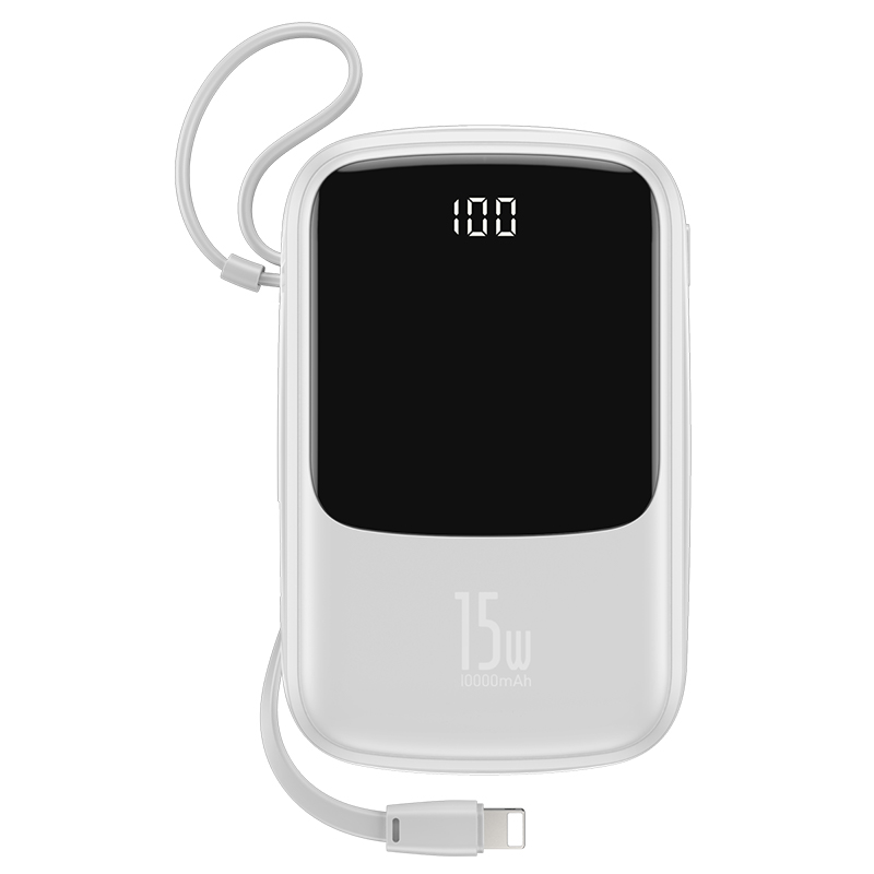 

УМБ BASEUS Qpow Digital Display Power Bank 10000mAh |2USB/Type-C/Lightning, 3A, 15W| white