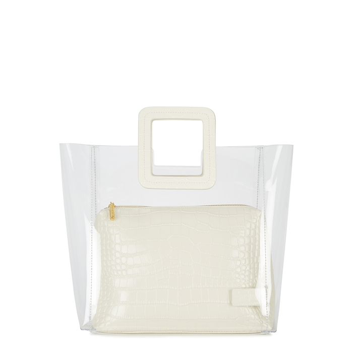 

Женская сумка Staud 27 9063 Large Shirley Bag Clear Cream Faux Croc цвет Белый (BW-0432)