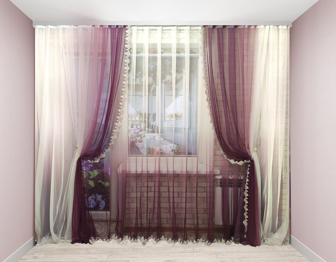 

Комплект Декорин Амбре Тюли 300x265 см 2 шт тюль 600х265 1 шт магнитные подхваты 2 шт Бело-фиолетовый