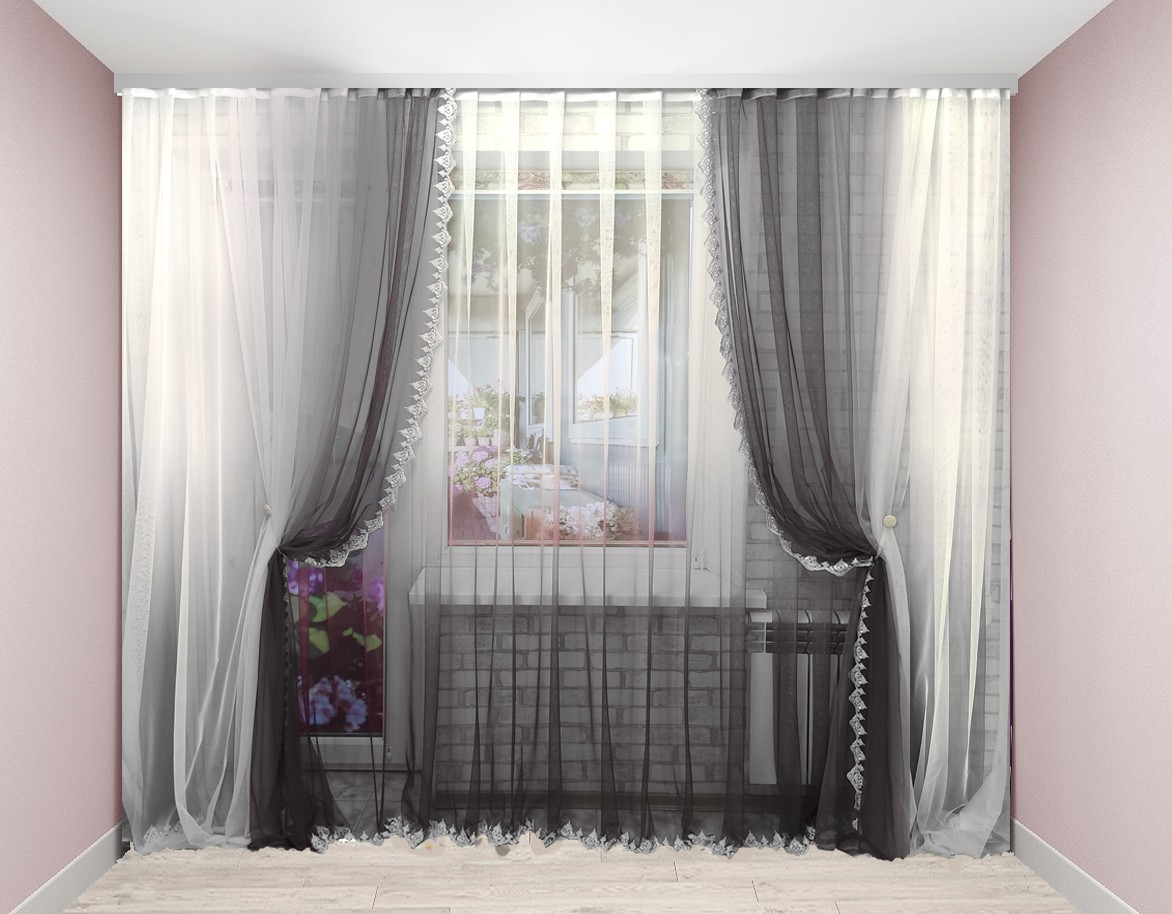 

Комплект Декорин Амбре Тюли 300x235 см 2 шт, тюль 600х235 1 шт, магнитные подхваты 2 шт Бело-серый