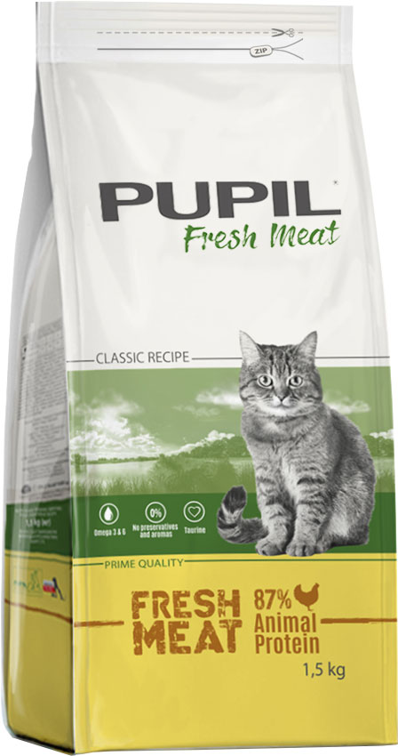 

Полноценный сухой корм для взрослых кошек PUPIL Prime со свежим куриным мясом 1.5 кг (5906731502446)