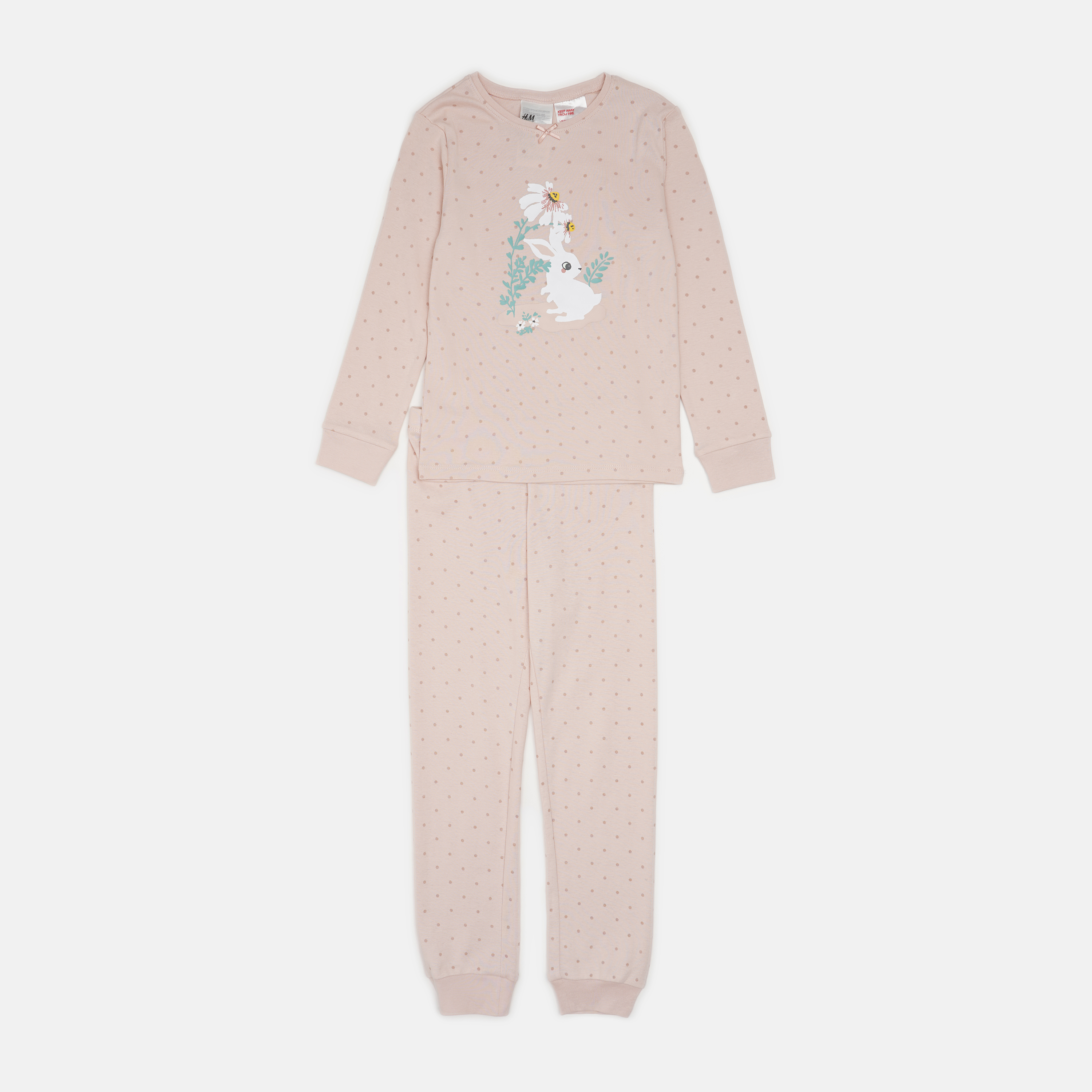 

Пижама (лонгслив, брюки) H&M 110 116см светло розовый горох 21066237651