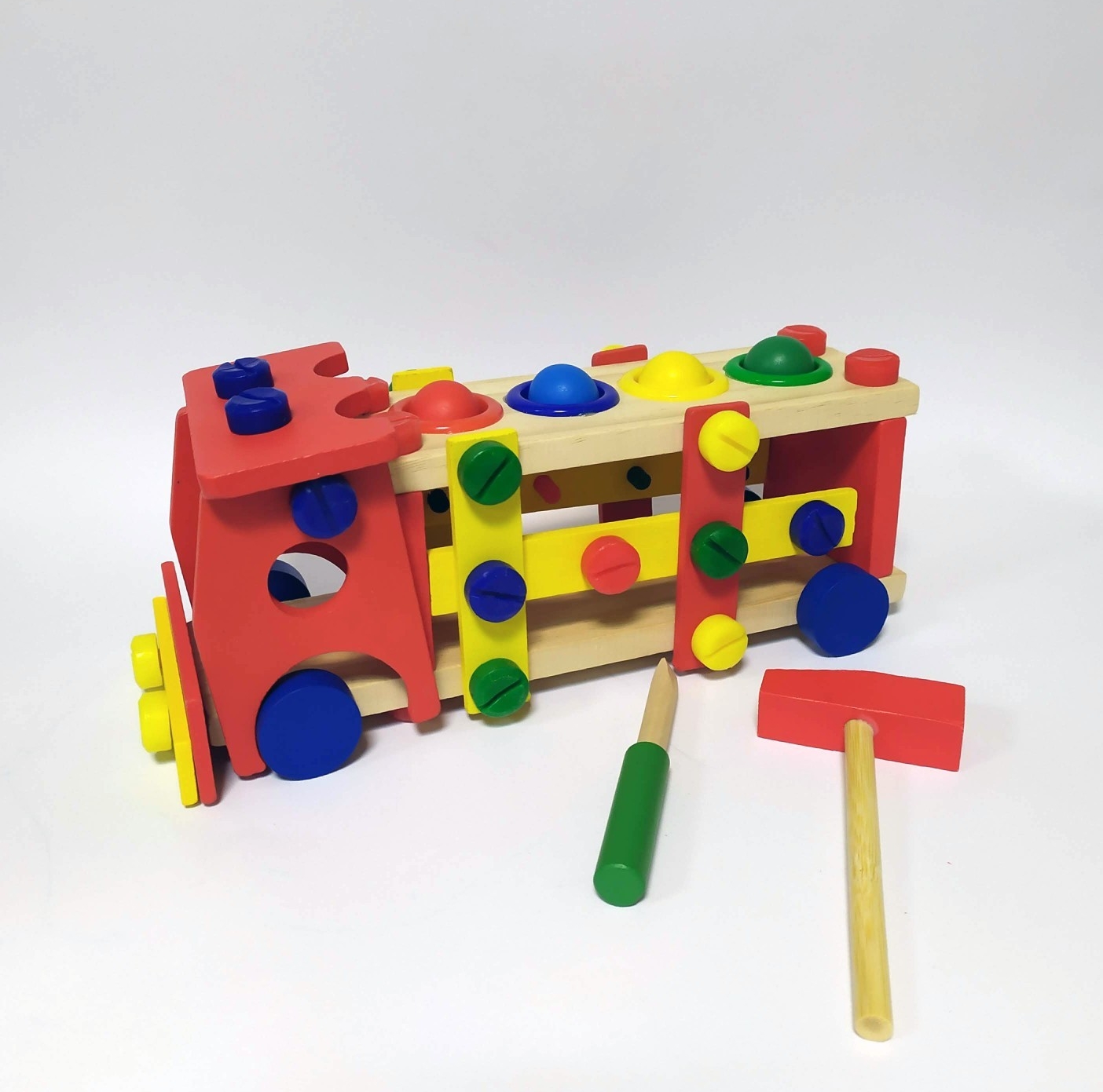 

Деревянный конструктор-стучалка Wooden Toy Машинка с инструментами (MD 0727)