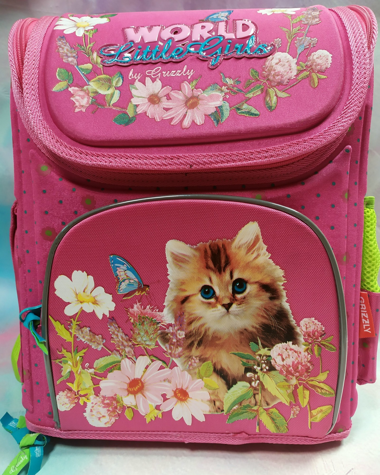 

Рюкзак школьный Grizzly с котиком (N 00149)