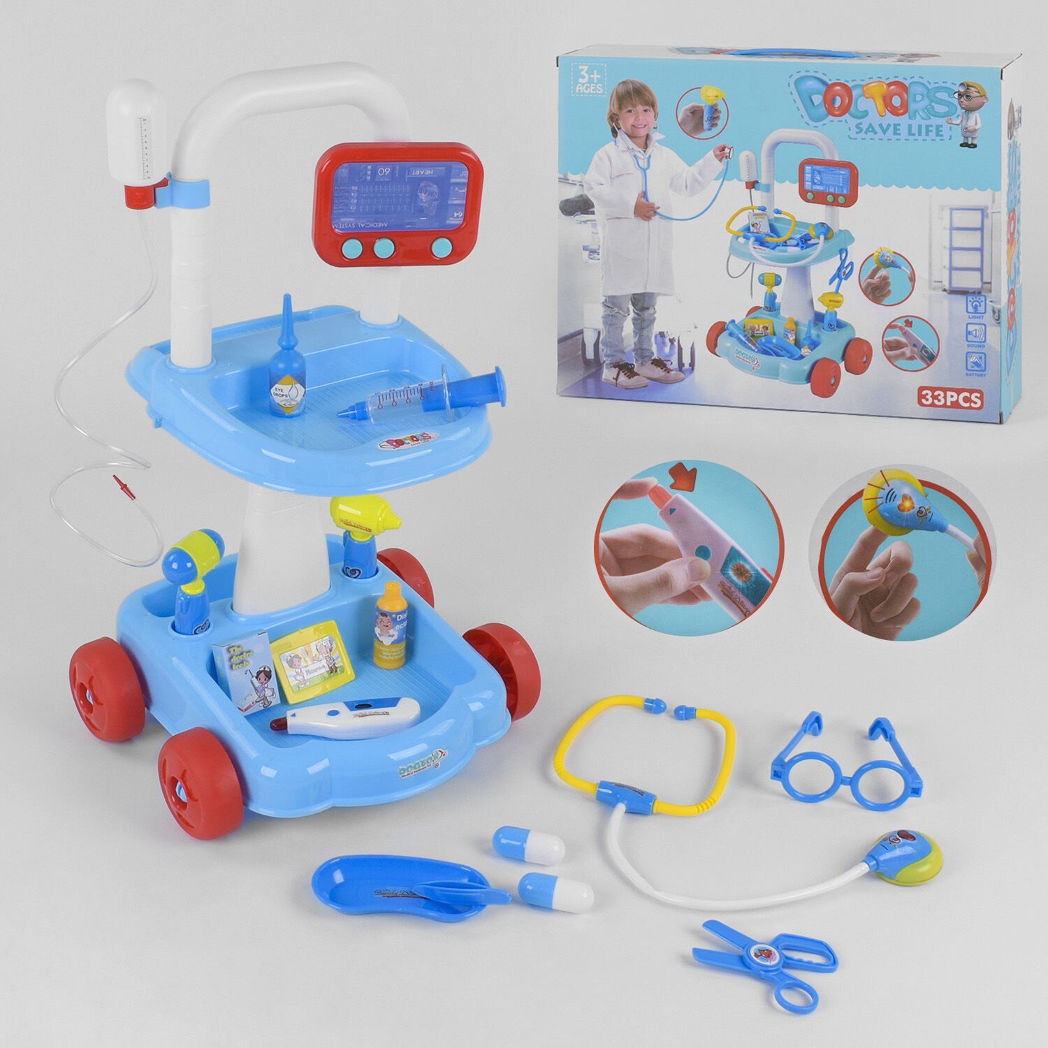 

Игровой набор доктора Shantou Toys с тележкой, 33 элемента (66001 D-33)
