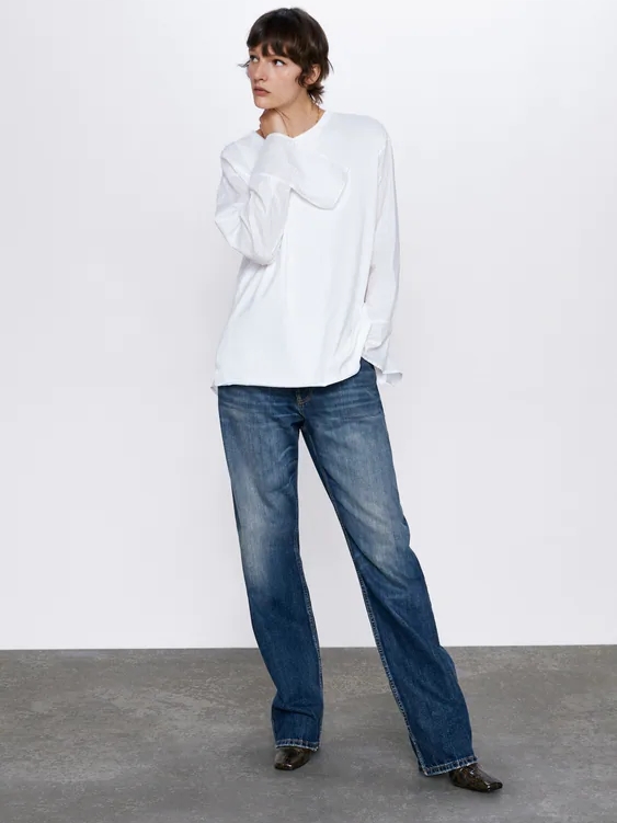 

Лонгслив Zara 0264/668/250 S Белый в полоску
