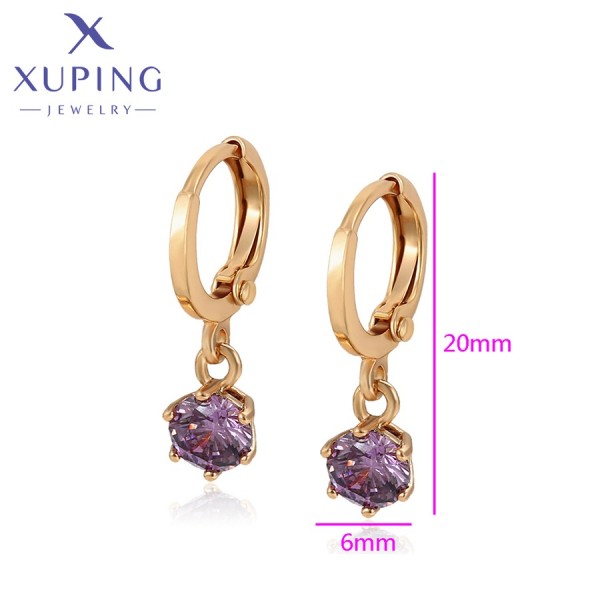 

Серьги Xuping с фиолетовыми фианитами позолота 18К 10008604