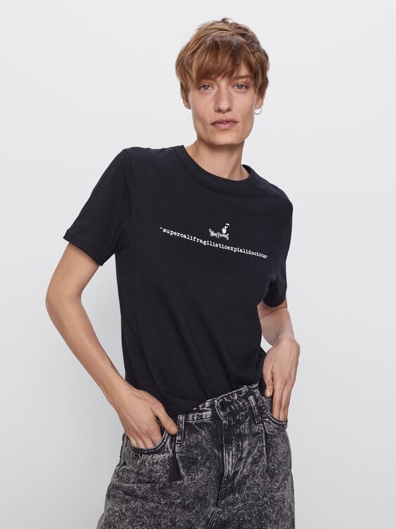 

Футболка Zara 1501/001/800  Черная с принтом, Футболка Zara 1501/001/800 S Черная с принтом