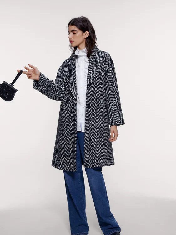 

Пальто Zara 8688/135/084 XS Черный/Белый