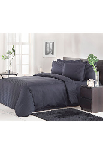 

Комплект постельного белья Ozdilek страйп сатин Line евро черный