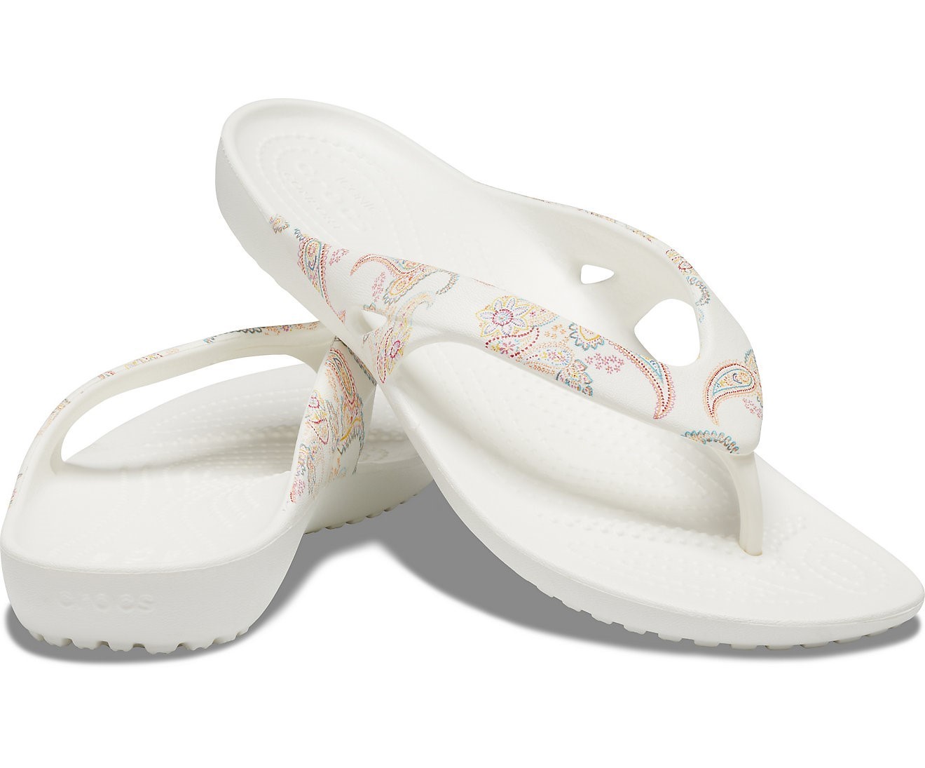 

Флип флопы Crocs Kadee, W7, 37-38, белые с огуречным принтом