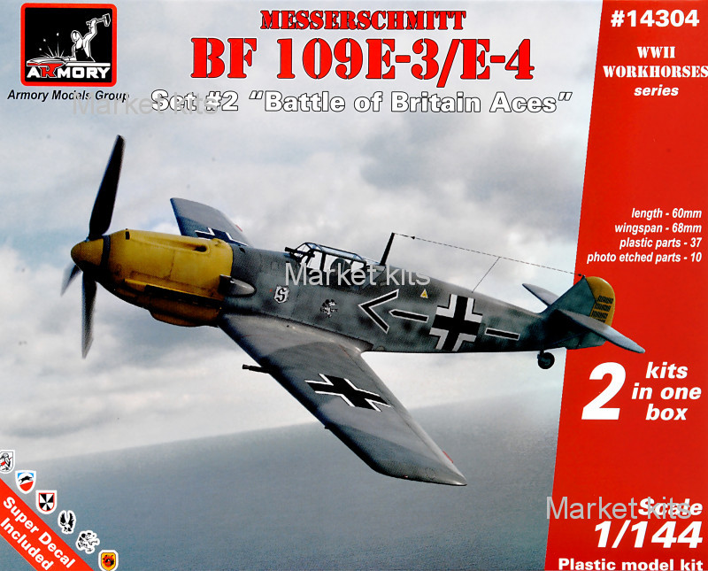 

Истребитель Messerschmitt Bf 109E-3/E-4 "Battle of Britain Aces", 2 шт. 1:144 Armory (AR-14304)