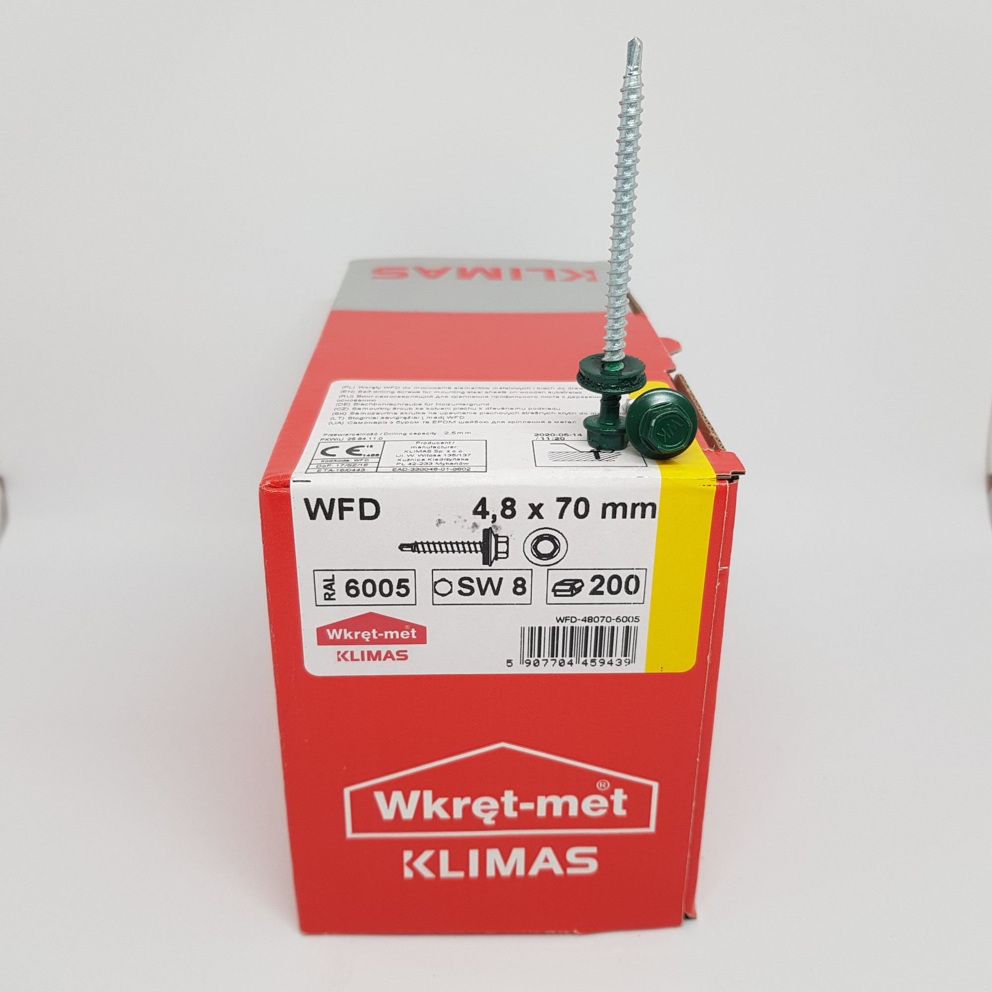 

Кровельные саморезы с резиновой шайбой EDPM Klimas Wkret-Met 4,8х70 мм RAL 6005 Зеленый мох по дереву 200шт