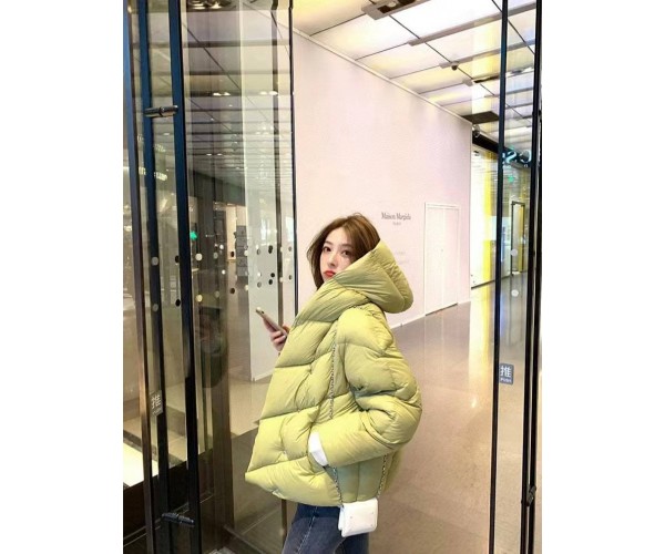 

Куртка-пуховик осенняя легкая с капюшоном на кнопках Modern Boutique салатовый, one size ПУХ082