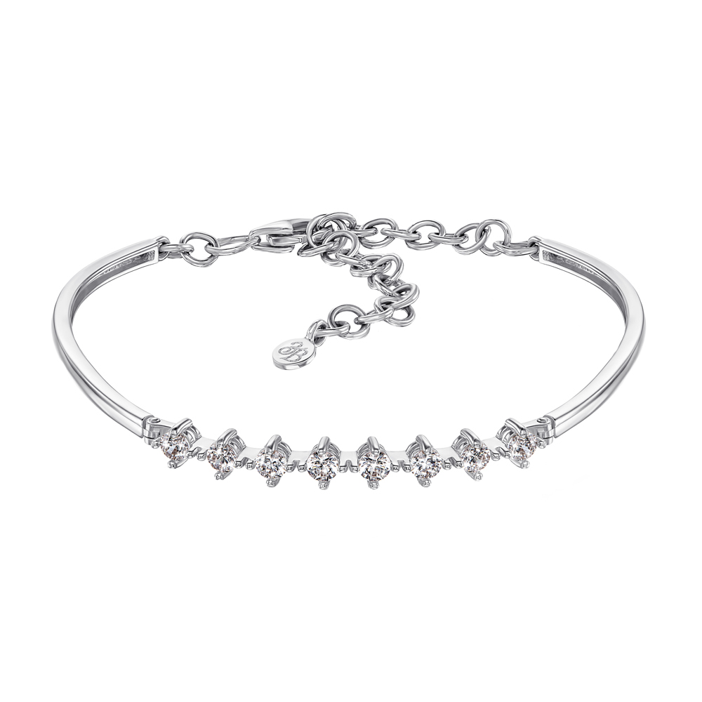 

Золотой браслет в белом цвете с цирконием Swarovski 000101605 б/р размера