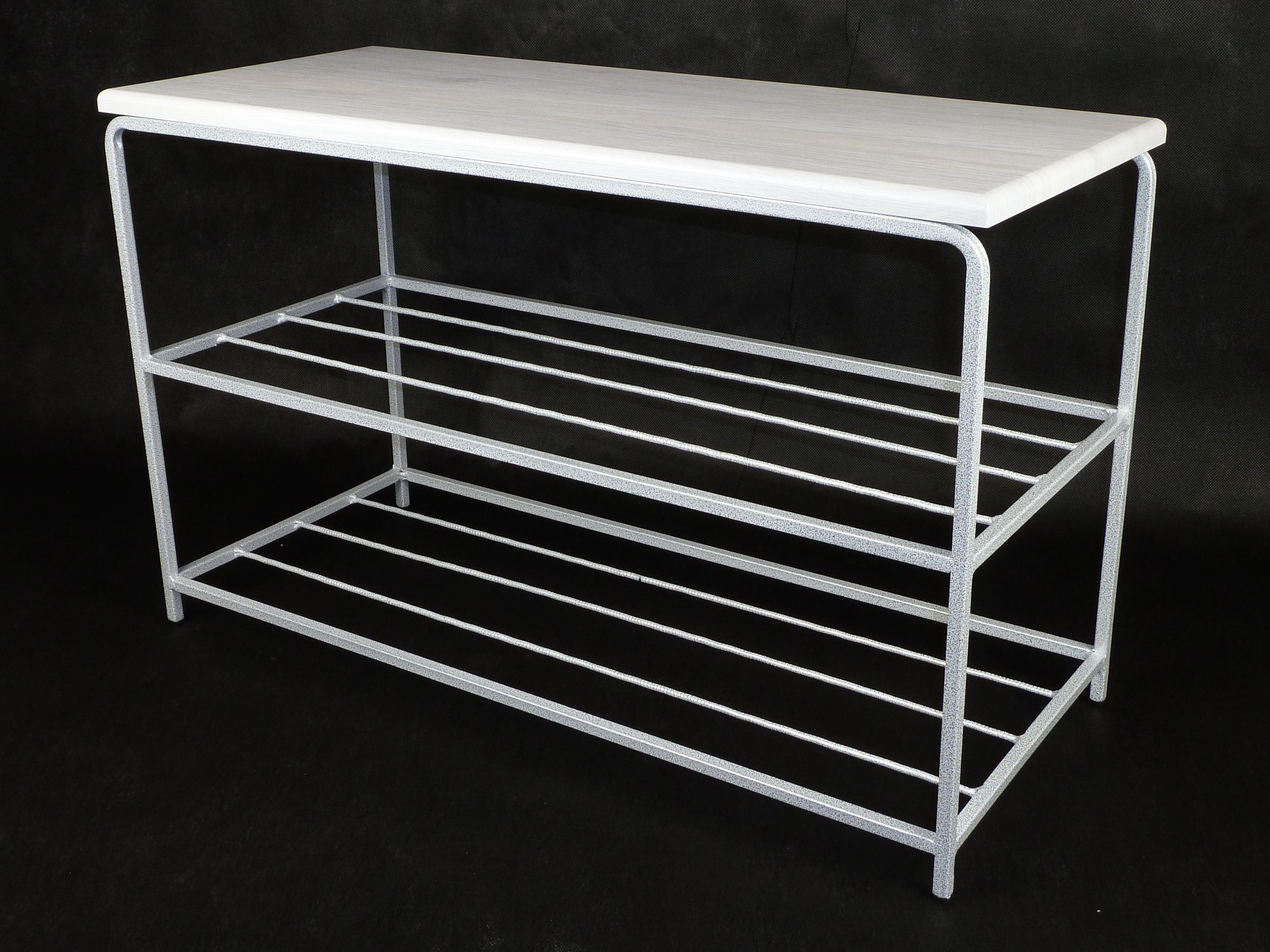 

Полка для обуви металлическая кованая Ferrum Soft Grand White Silver, 70х30х44см., обувница, в прихожую, гарантия 1 год