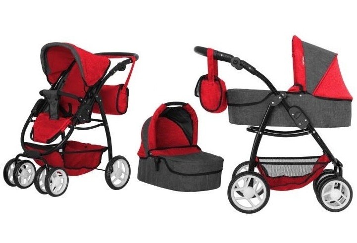 

Коляска для ляльки 2в1 CARRELLO AVANTI 9662 RED з сумкою