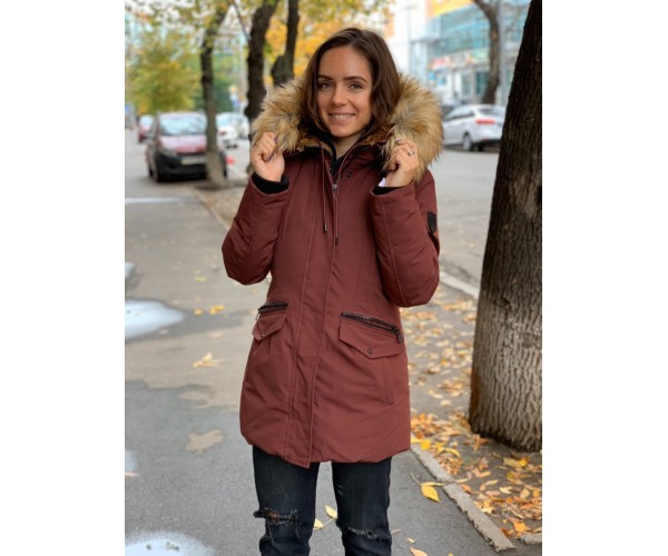 

Парка Vince Camuto на пуху  темно красная, Парка Vince Camuto на пуху XS темно красная