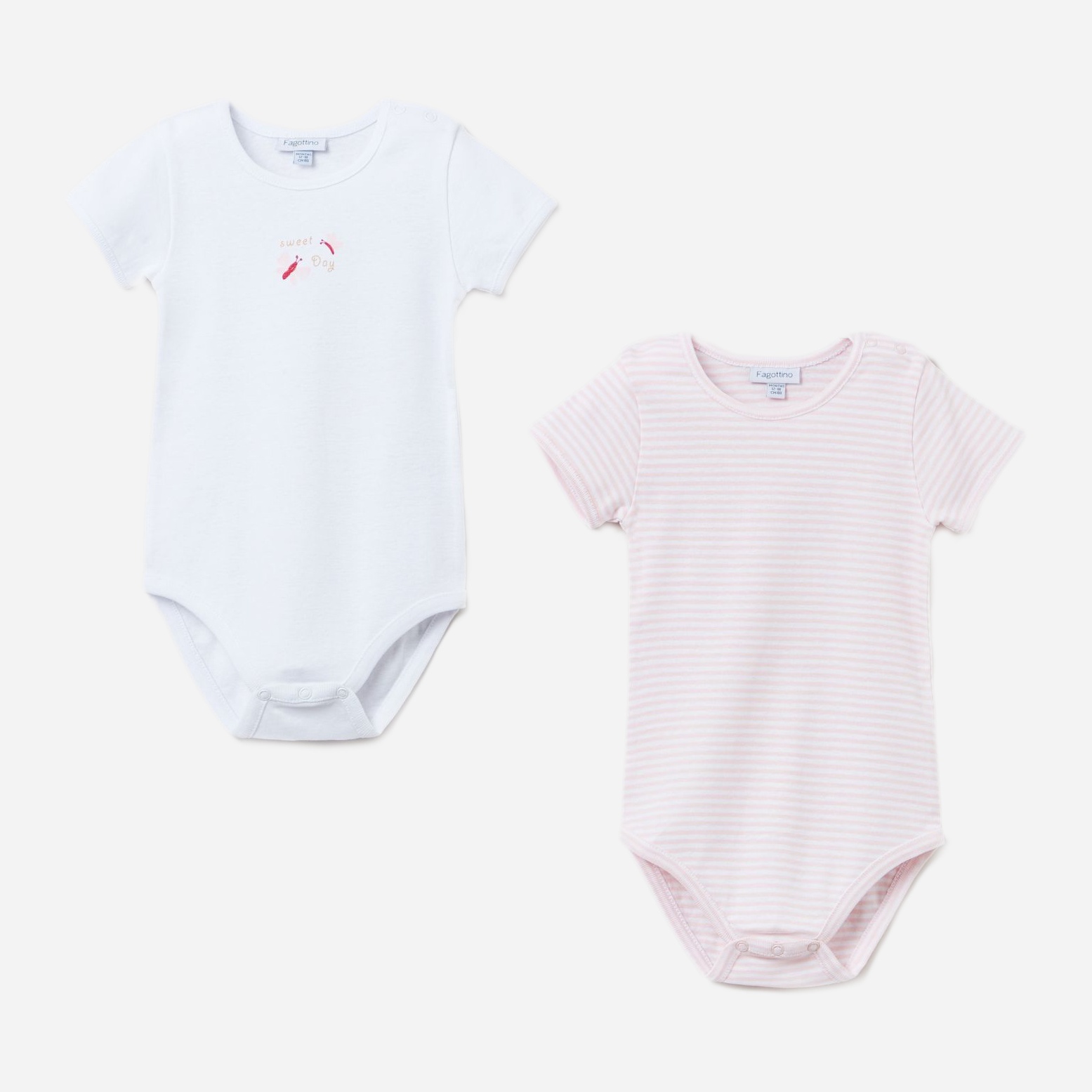 

Боди-футболка OVS 1285067 56 см 2 шт White/Pink