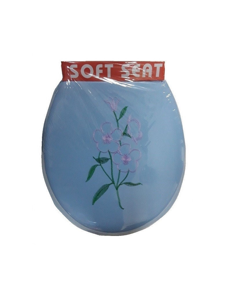 

Мягкое сиденье крышка для унитаза Soft Seat Вышивка голубая 36х40 см