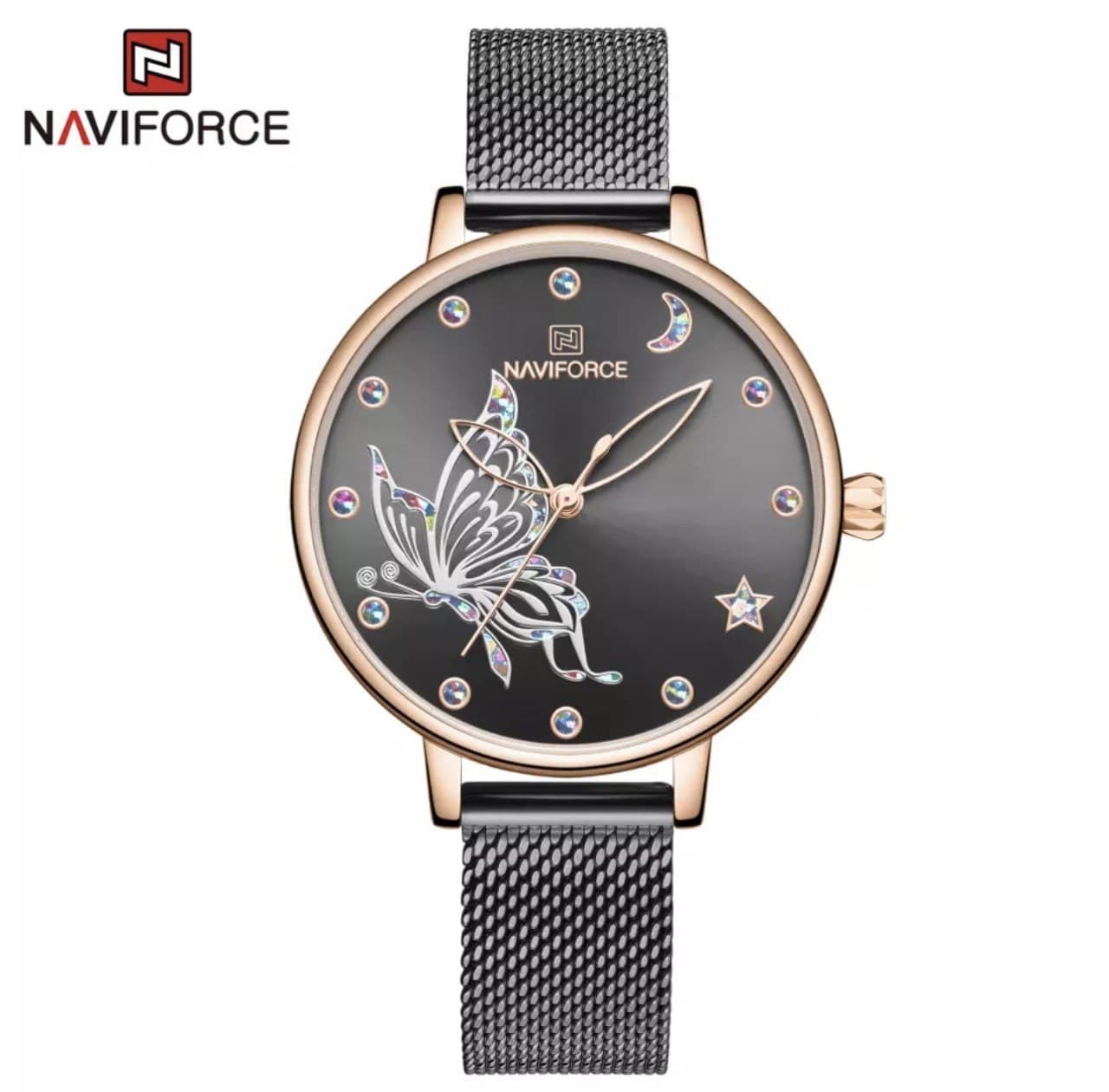 

Женские часы Naviforce NF5011 rose gold black черный графит