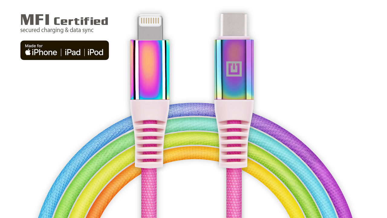 

Кабель REAL-EL MFI PD USB Type C - Lightning Rainbow 1m