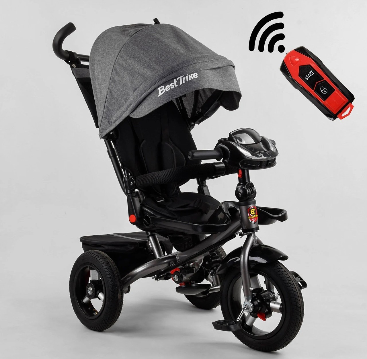 

Велосипед 3х колёсный Best Trike темно серый фара с USB поворотное сиденье складной руль пульт YLT 6088 F 550 65