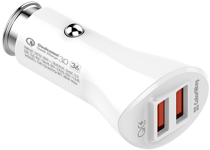 

Автомобильное зарядное устройство ColorWay 2USB Quick Charge 3.0 (36W) White (CW-CHA011Q-WT)