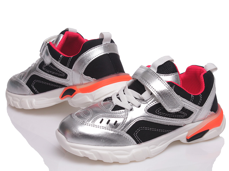 

Детские кроссовки деми Kidsmix A576 black-silver для мальчика Серебристый р.34