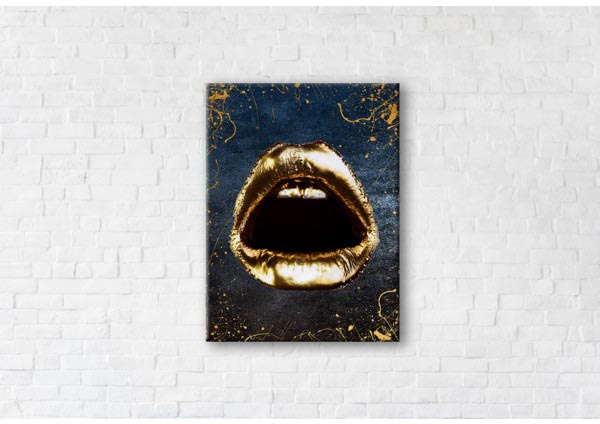 

Картина на холсте IBR Golden Lips (Black Edition) 75x100 см