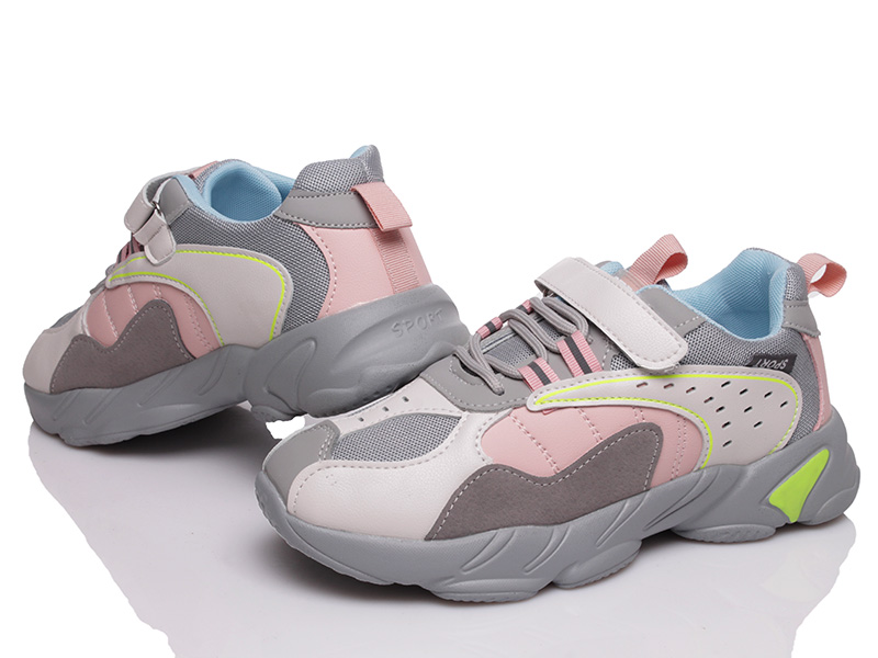 

Детские кроссовки деми Kidsmix y-988 grey-pink для девочки Серый р.27
