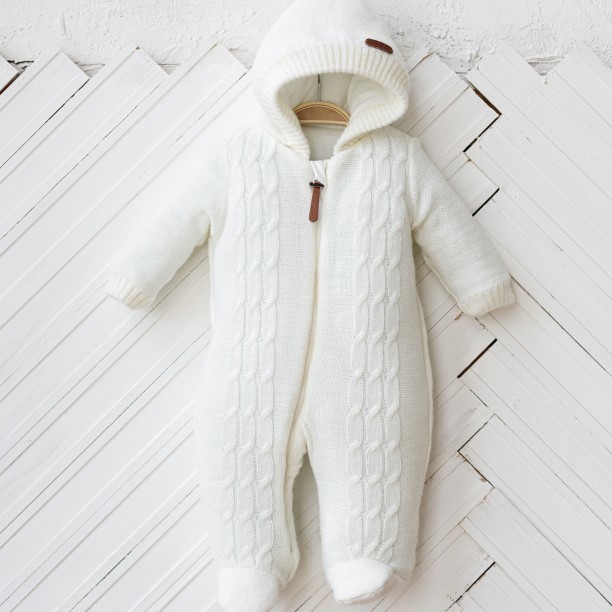 

Демисезонный комбинезон вязаный MagBaby Tress,62см(0-3мес.),молочный