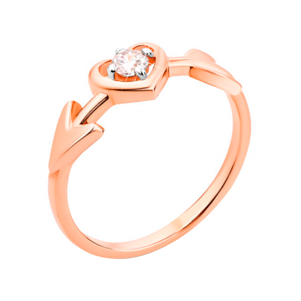 

Золотое кольцо с фигурной шинкой и фианитом 000101661 17.5 размера